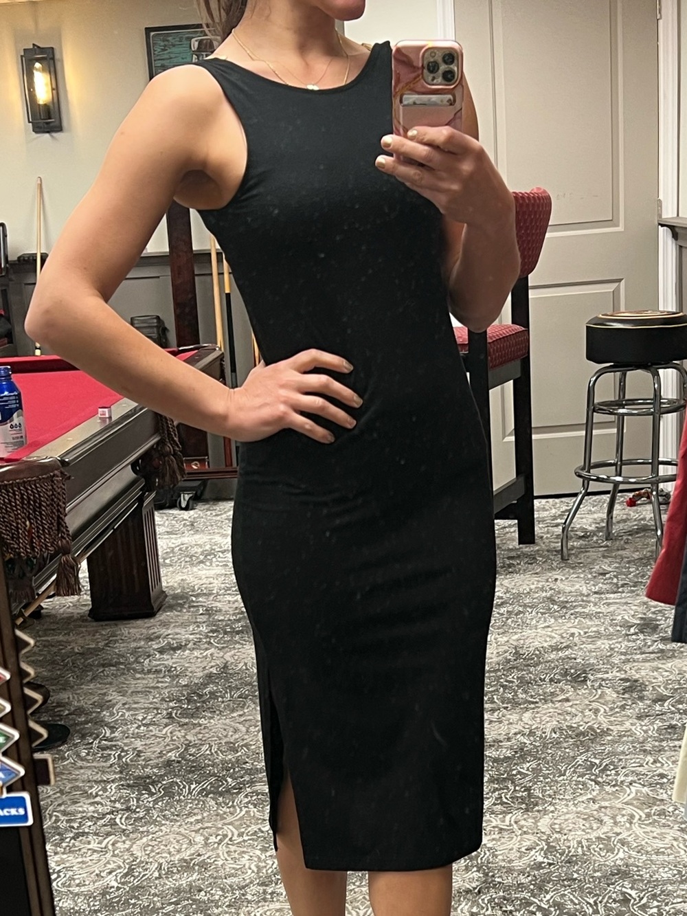 Sleeveless Black Midi Dress with Side Slit